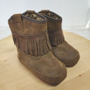 Fringe Baby Doll Cowboy Boots Moccasin Brown Infant Shoes 6 18 Months Western